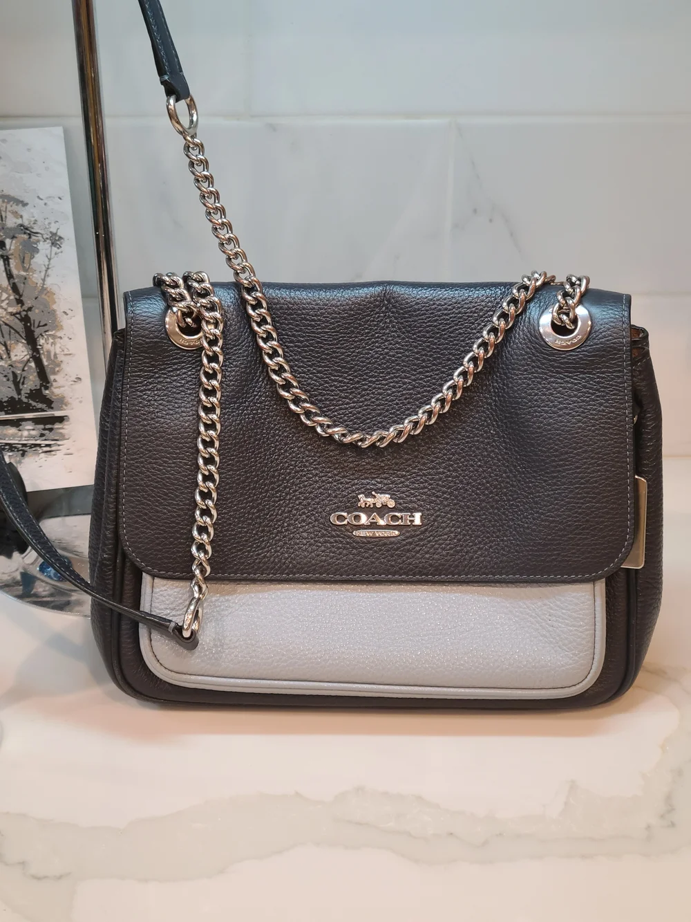 Coach Klare Crossbody 25 In Color block Silver/Midnight Multi CC351 EUC